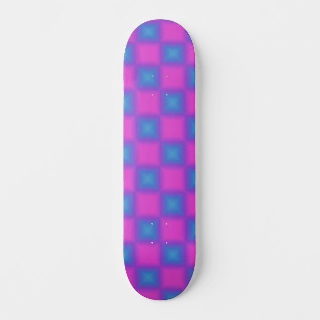 Skate Padrão Verificado Neon Blue & Pink (Frente)