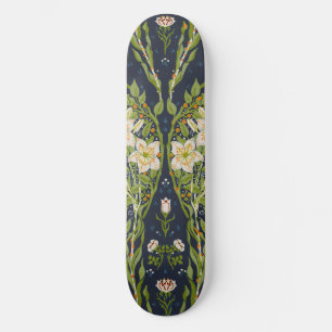 Skate Padrão Vintage Navy White Lily de Walter Crane