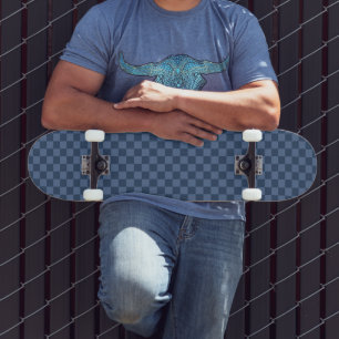 Skate Padrão Xadrez Azul Escuro e Claro Elegante