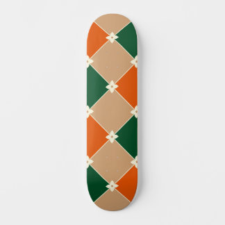 Skate Padrão Xadrez Laranja Verde Califórnia Retro dos A