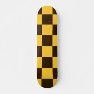 Skate Padrão Xadrez Preto e Amarelo Retrô