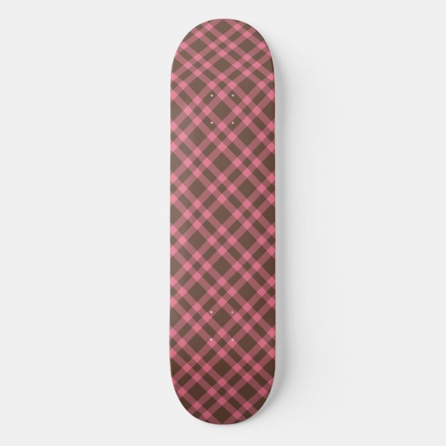 Skate Padrão Xadrez Rosa Marrom (Frente)