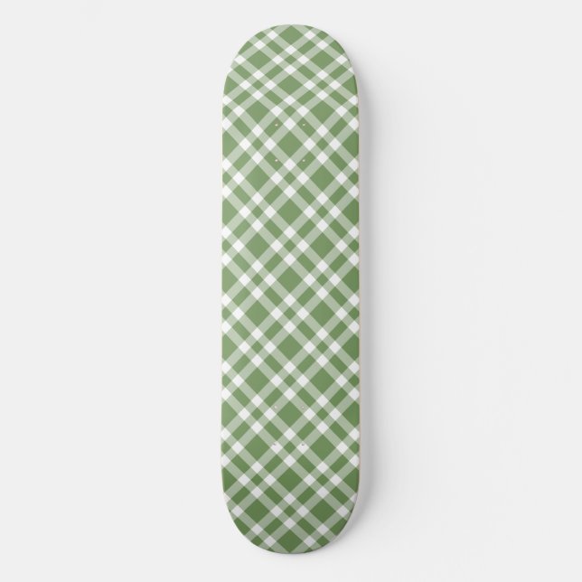 Skate Padrão Xadrez Verde Branco (Frente)