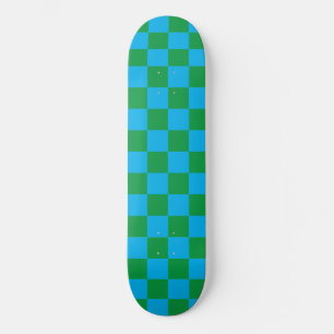 Skate Padrão Xadrez Verde e Azul Legal 