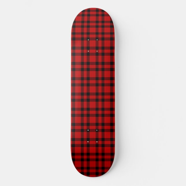 Skate Padrão Xadrez Vermelho e Preto (Frente)