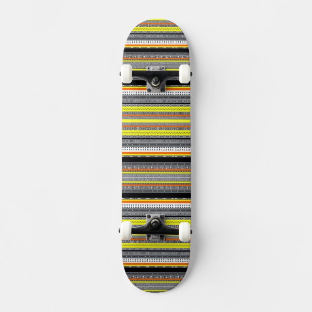 Skate Padrões aztec laranja-cinza (Frente)