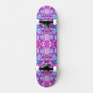 Skate Padrões de flores azuis e rosadas fofas
