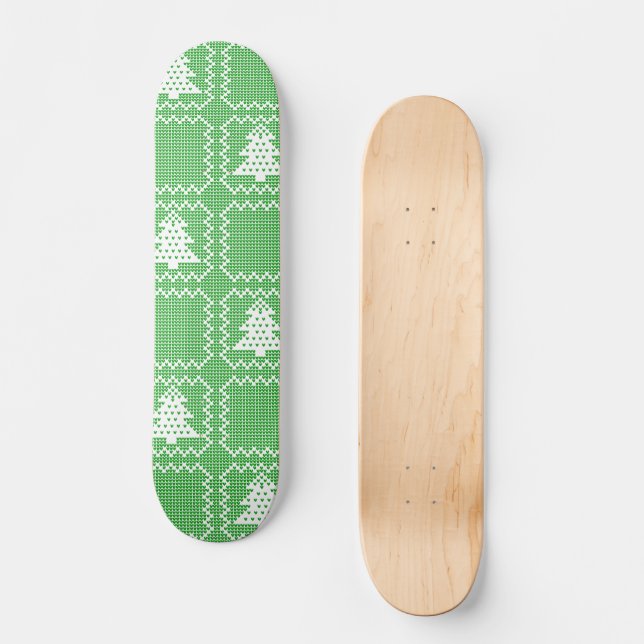 Skate Padrões de suéter feio da árvore de Natal Cozy (Frente)