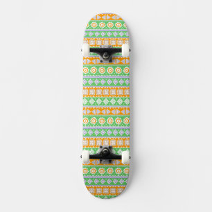 Skate Padrões étnicos verdes laranja fofos design