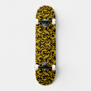 Skate Padrões florais sem costura de ouro preto-branco M
