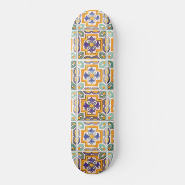 Skate Painéis de Azulejo Laranja-Verde-Azul (Frente)