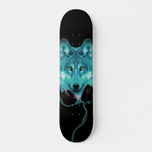 Skate Painéis de skate+Wolf+Animal+Watercolor+verde+azul