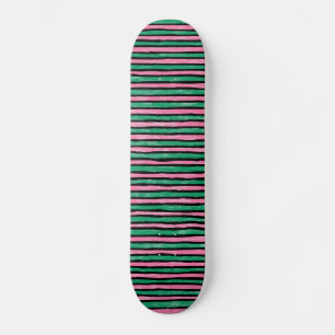 Skate Painéis, faixas pintadas, verdes e cor-de-rosa
