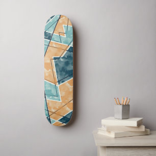 Skate Painel de navegação de padrão geométrico azul e am