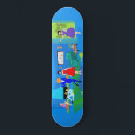 Skate Painel de Primaveras de Palma Atômica<br><div class="desc">Este skate do Partido Cocktail de Primaveras Atômicos é sofisticado na cozinha no seu máximo fabuloso! O estilo da década de 1960, design de arte minimalista apresenta uma lareira de pedra moderna do século médio numa sombra de azul que se coordena perfeitamente com o brilhante cobalto do resto da sala...</div>