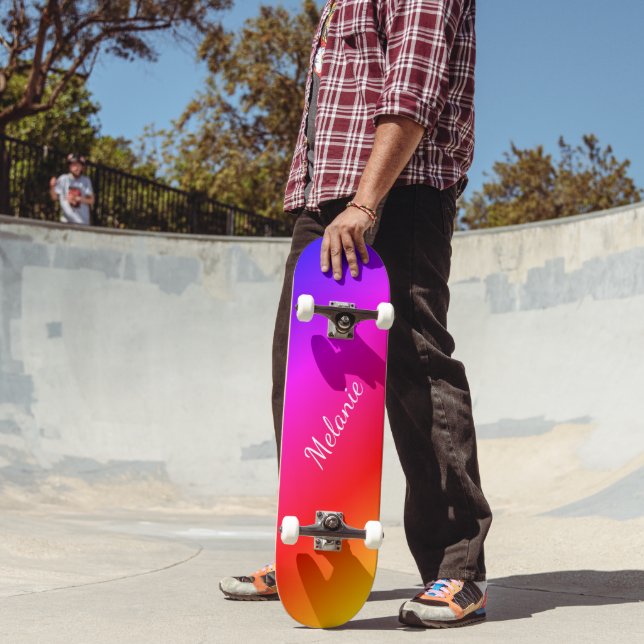 Skate Painel do Arco-Íris com Texto de Nome Personalizad (Ao ar livre 2)