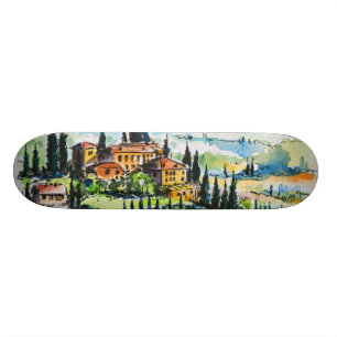 Skate Paisagem com as árvores da cidade e de cipreste