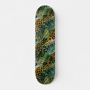 Skate Palm leaves on a leopard background. 