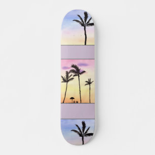 Skate Palm Trees with sunrises in pastel