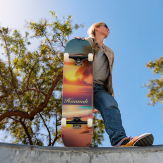 Skate Palme am Strand bei Sonnenuntergang