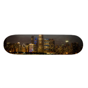 Skate Pano de Chicago Skyline Noite