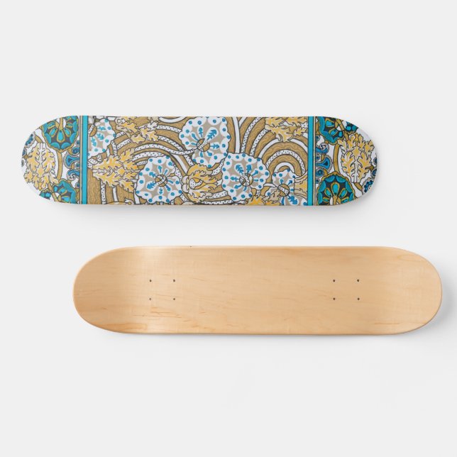 Skate papel de parede de flores azul-de-art-nouveau (Horz)