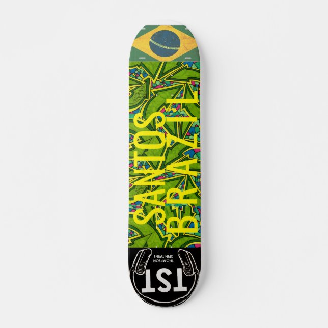 Skate PAPEL SANTOS BRASIL, deck de 7 ¾" (Frente)