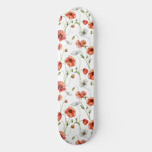 Skate Papoulas de Prado e Flores Silvestres Brancas em A