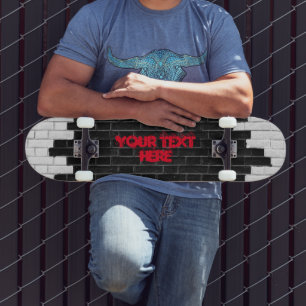 Skate Parede de Brick Preto e Branco Personalizado