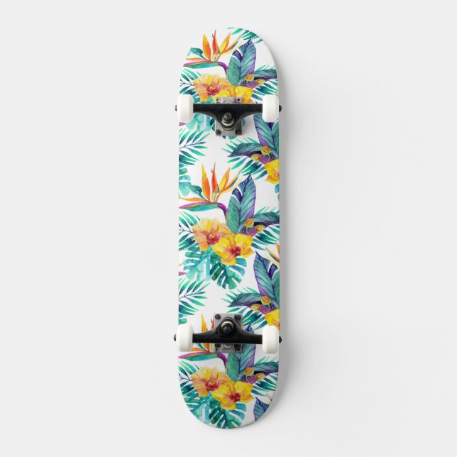 Skate Pássaro de paraíso & de teste padrão da orquídea (Frente)