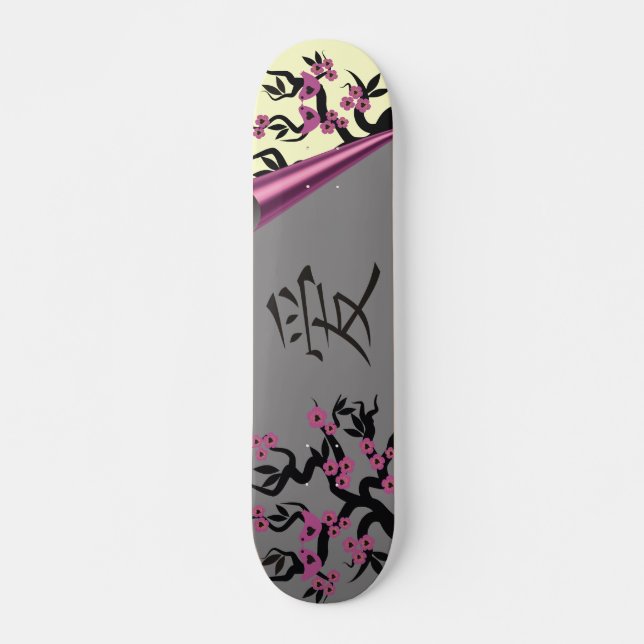 Skate Pássaros De Amor Na Árvore Sakura E Símbolo De Amo (Frente)