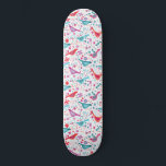 Skate Pássaros em um Jardim Moderno Boho Watercolor<br><div class="desc">Pintura aquosa moderna de Boho de pássaros num jardim de flores brilhantes,  cor-de-laranja,  rosa e lacrimogêneas.</div>