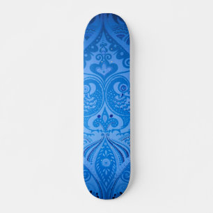 Skate Pássaros Pavões Orientais Azuis