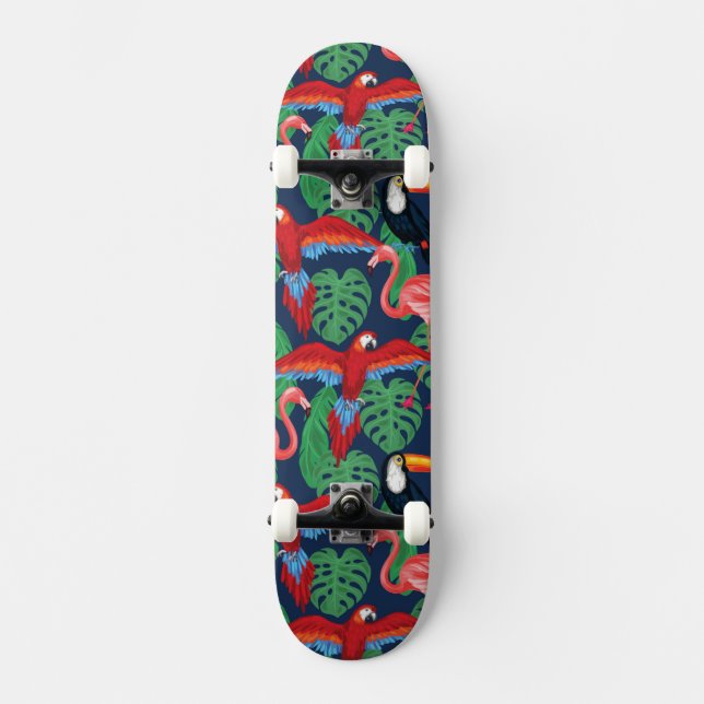 Skate Pássaros tropicais em cores brilhantes (Frente)