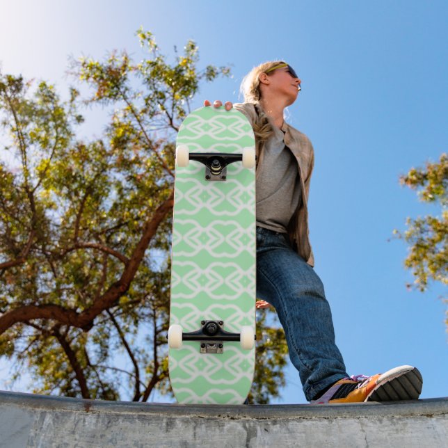 Skate Pastel verde com padrão de vedação branco ativado (Ao ar livre 1)