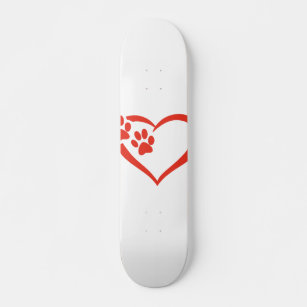 Skate Pata cardíaca em vermelho - Escolha a cor de fundo