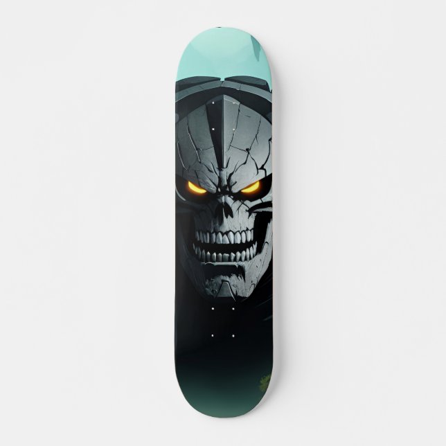 Skate Patineta Cráneo Gris De Monstruo Maligno (Frente)