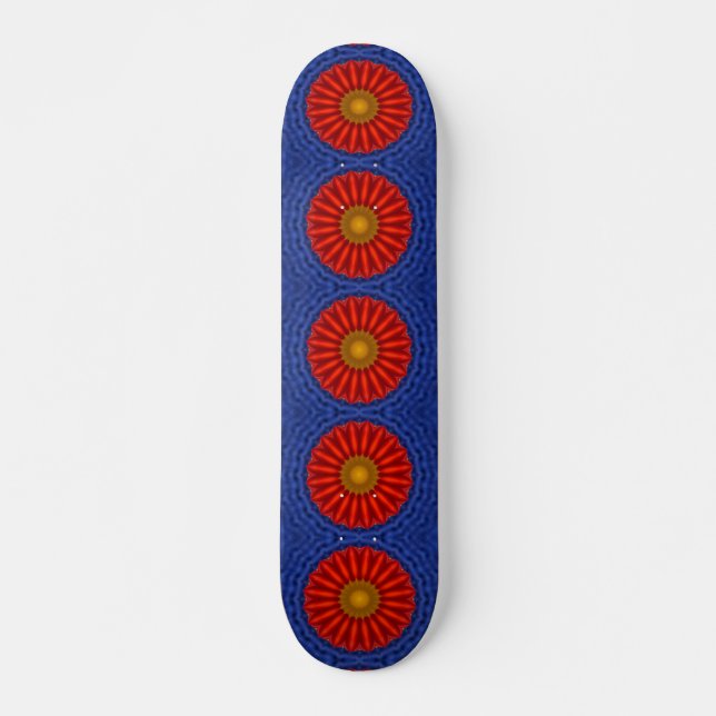 Skate Pato no azul com caleidoscópio vermelho (Frente)