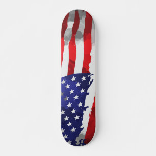 Skate Patriótico Americano Flag Vermelho Branco EUA