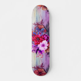 Skate Patterno Colorido de Flor Selvagem