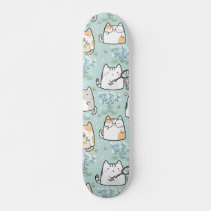 Skate Patterno Cute Kawaii Cats planta borboletas