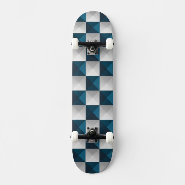 Skate Patterno Geométrico Painel Azul (Frente)