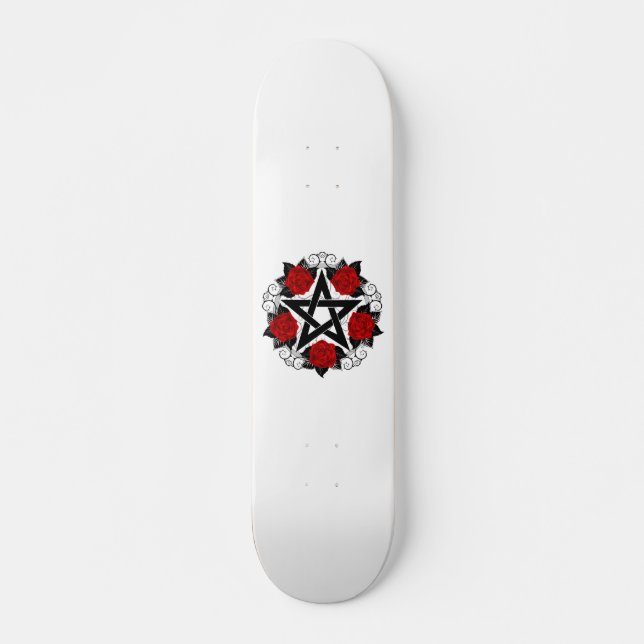 Skate Pentagrama com Rosas vermelhas (Frente)