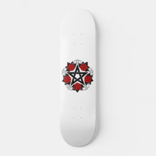 Skate Pentagrama com Rosas vermelhas