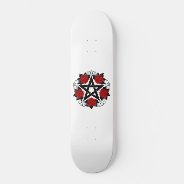Skate Pentagrama com Rosas vermelhas (Frente)