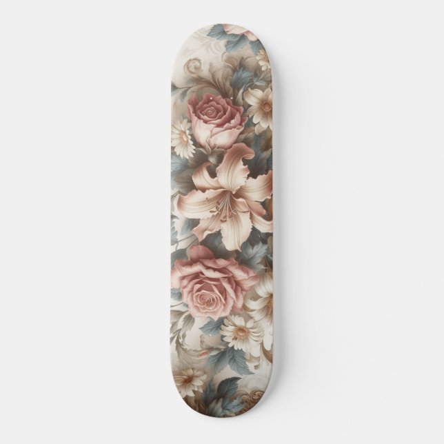 Skate Perfeição Floral Antiquada Clara (Frente)