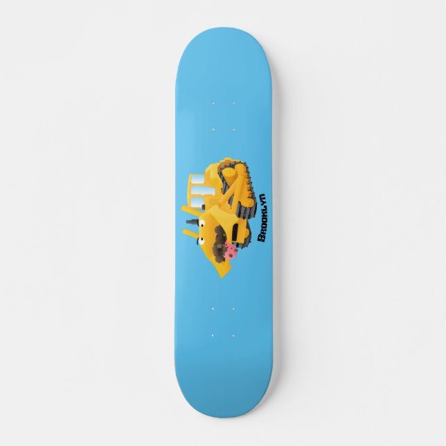 Skate Personagem de desenho animado de bulldozer amarelo (Frente)