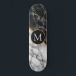 Skate Personalizado a sua letra de Pedra de Mármore do s<br><div class="desc">skates personalizados com Design de pedra branca-branca-preta - Adicione sua carta / ou ano - Idade / Número / Mais - com a ferramenta de personalização!</div>