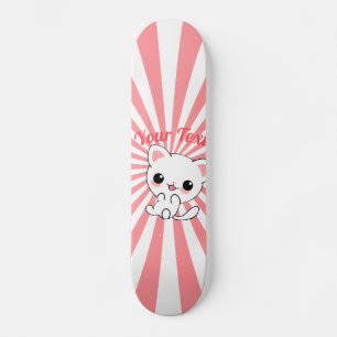 Skate Personalizado de Kawaii White Kitten