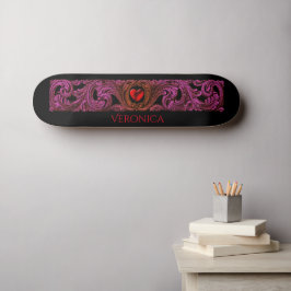 skate Personalizado do Coração do Gótico Vermelho